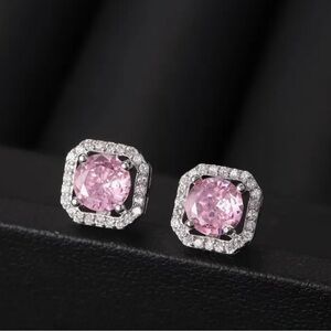 Elegant Moissanite Pink Stud Earrings